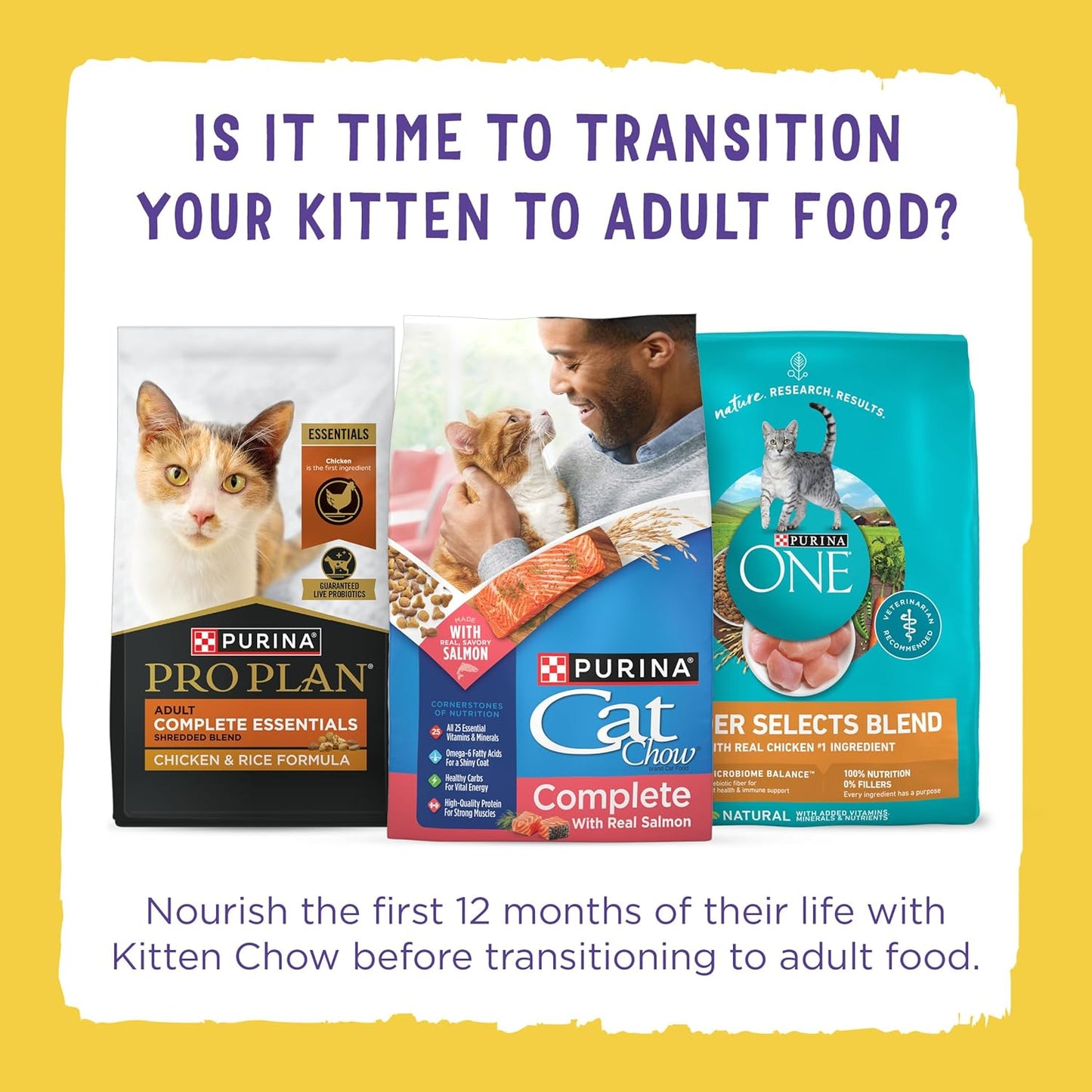 Purina Kitten Chow Year One Essentials High-Protein Dry Kitten Food with Real Chicken and Essential Nutrients - 14 lb Bag