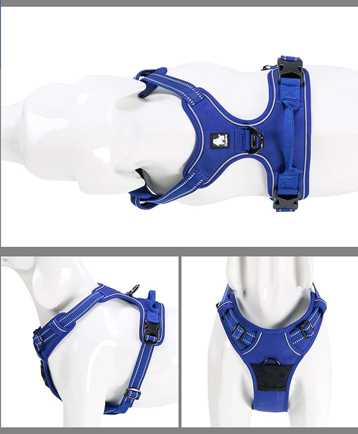 Truelove TLH5651 Adjustable No-Pull Dog Harness - Reflective Vest in Royal Blue, Size L - Comfortable Control with Vibrant Colors