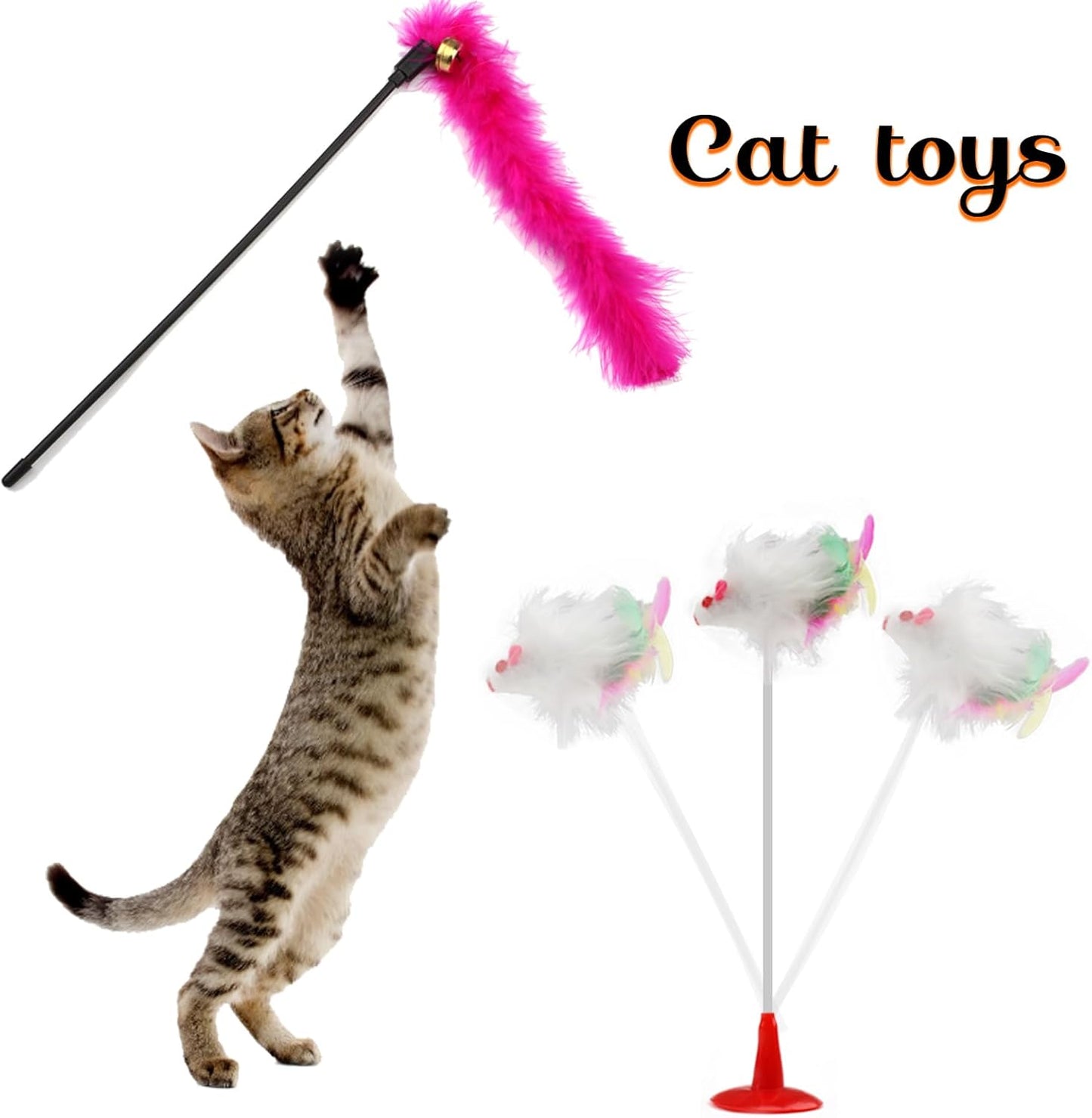 32-Pack Assorted Cat Toys for Indoor Cats and Kittens, Including Balls with Bells, Feather Toys, Mouse Toys, Crinkle Balls, and Catnip Toys