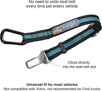 Direct Seatbelt Tether for Dogs - Adjustable Car Harness Clip with Universal Fit - Durable Steel Hardware - Backseat Restraint in Coastal Blue