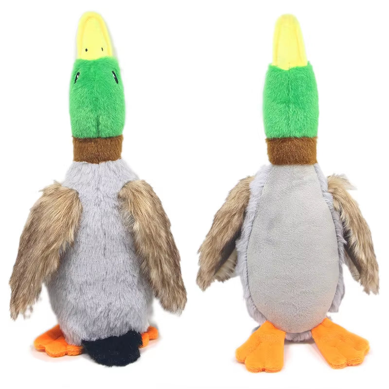 Plush Squeaky Duck Dog Toy with Chew Rope and Dental Cleaning Features