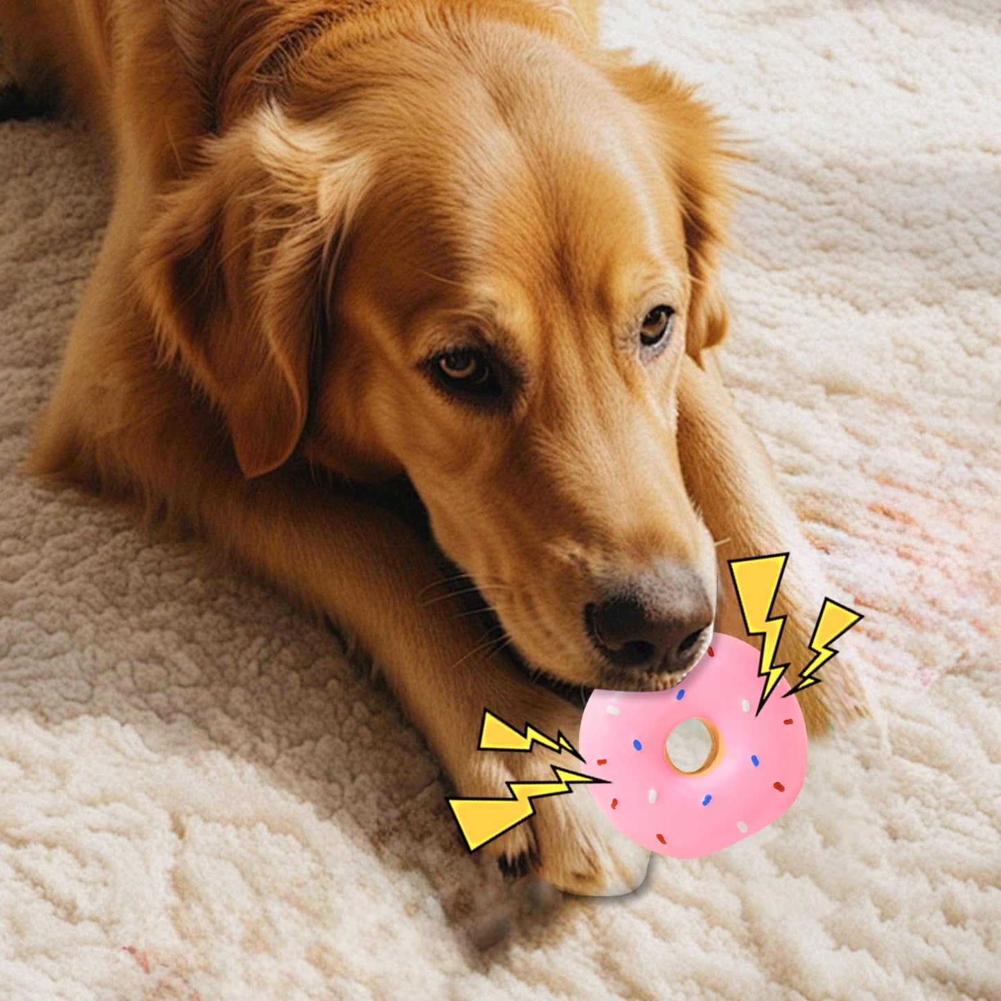 Durable Latex Donut-Shaped Squeaky Chew Toy for Puppies and Aggressive Chewers - Ideal for Small and Large Breeds
