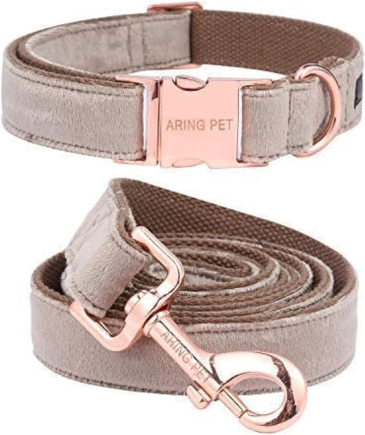 Velvet Dog Collar and Leash Set - Adjustable, Soft, and Comfortable for Dogs