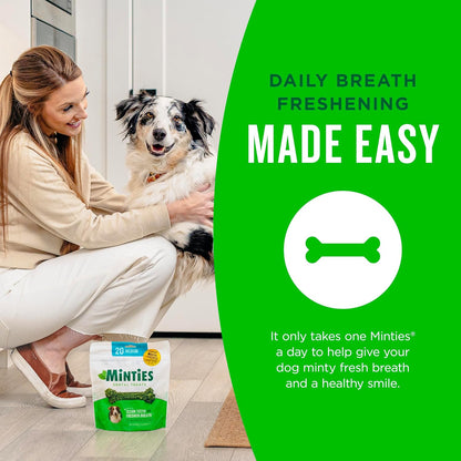 Vet-Recommended Mint-Flavored Dental Chews for Medium Dogs (25-50 lbs) - 20 Count, Promotes Oral Health by Reducing Plaque, Tartar, and Bad Breath
