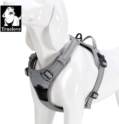 Truelove TLH5651 Adjustable No-Pull Reflective Dog Harness - Comfortable Control in Gray (Large)