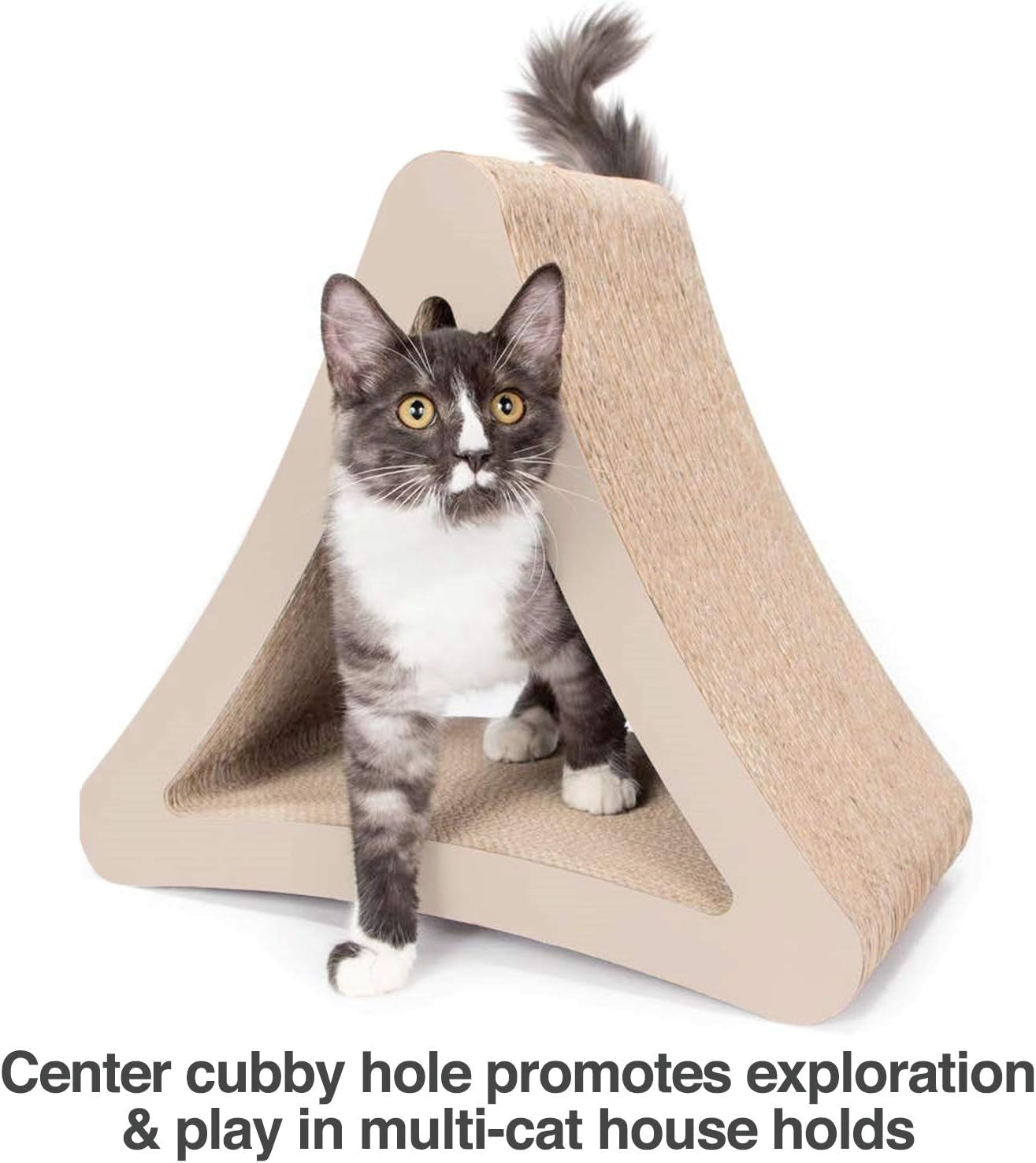 3-Sided Vertical Cat Scratching Post and Perch - 18" x 10.5" x 15.9", Multi-Angle Scratching Pad with 6 Usable Sides, Eco-Friendly Recyclable Cardboard Lounge