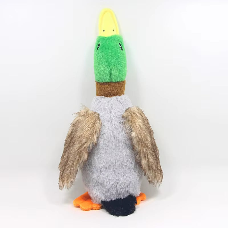 Plush Squeaky Duck Dog Toy with Chew Rope and Dental Cleaning Features