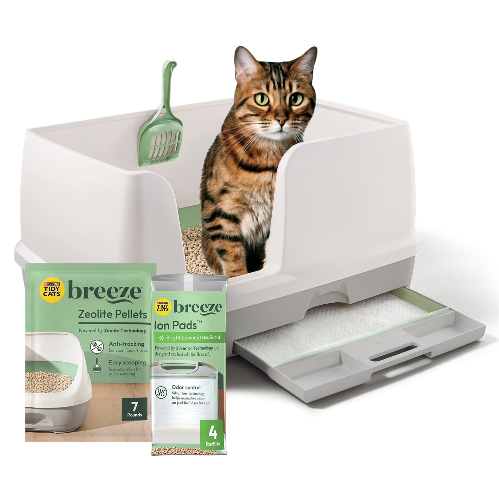 Purina Breeze XL Cat Litter Box System with Pellet Litter and Litter Pads