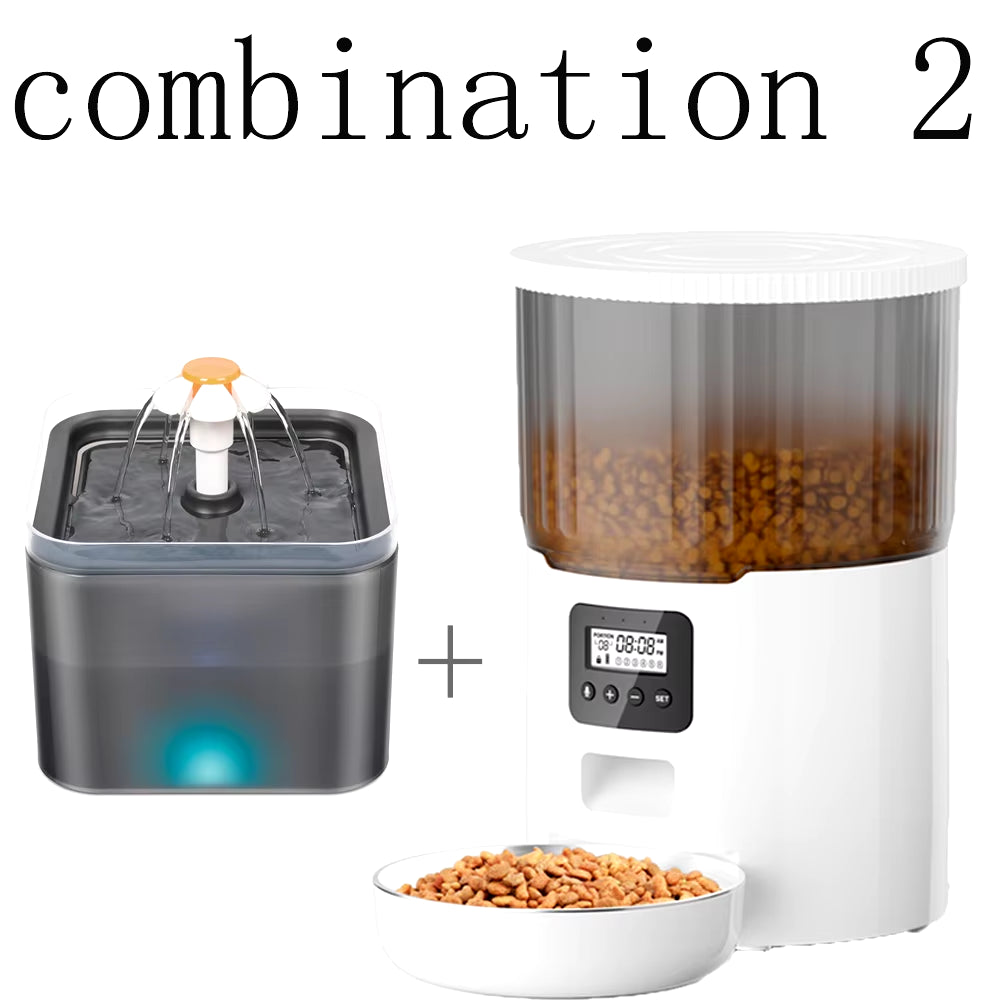 4L Smart Automatic Pet Feeder with Tuya WiFi and 2L Water Fountain for Dogs and Cats