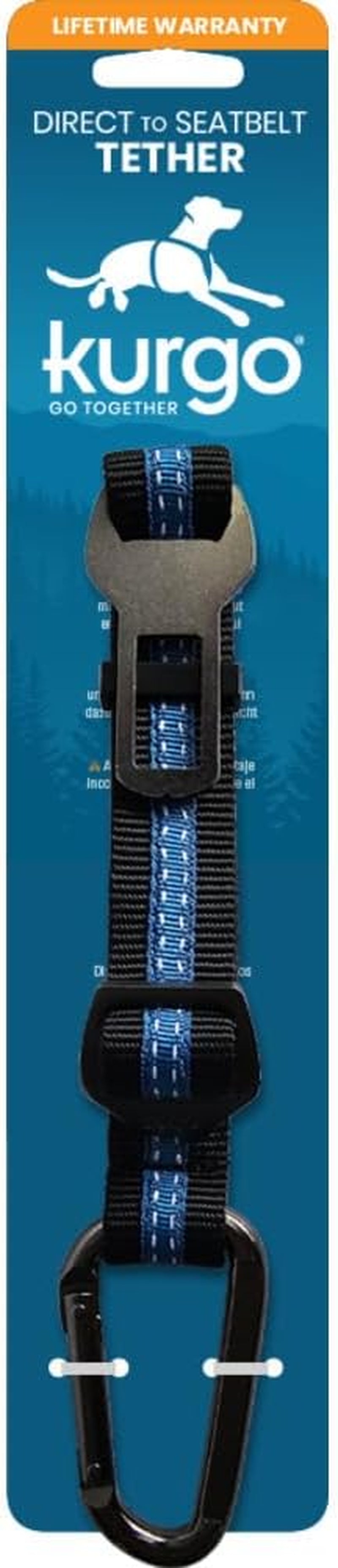 Direct Seatbelt Tether for Dogs - Adjustable Car Harness Clip with Universal Fit - Durable Steel Hardware - Backseat Restraint in Coastal Blue