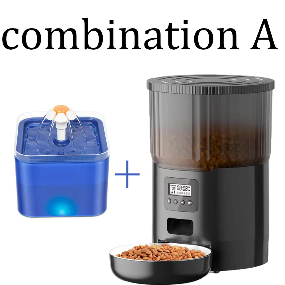 4L Smart Automatic Pet Feeder with Tuya WiFi and 2L Water Fountain for Dogs and Cats