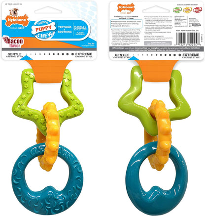 Puppy Starter Kit: 5 Assorted Chew Toys and 1 Natural Treat for Small Dogs (Up to 25 lbs) - Bacon & Chicken Flavor, 6 Pack