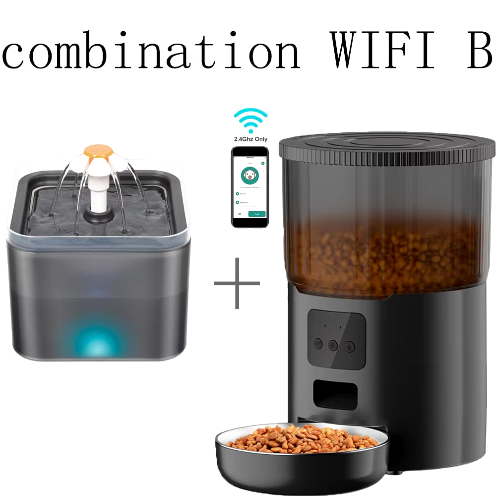 4L Smart Automatic Pet Feeder with Tuya WiFi and 2L Water Fountain for Dogs and Cats