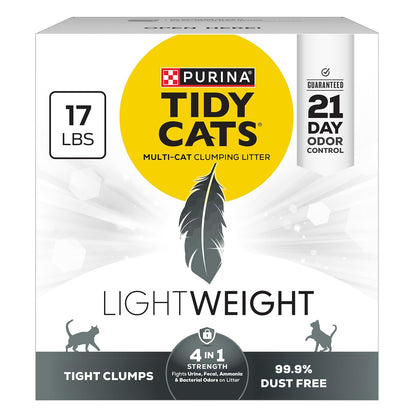 Premium Lightweight 4-in-1 Multi-Cat Clumping Cat Litter with Odor Control - 17 lb Box, 99.9% Dust Free