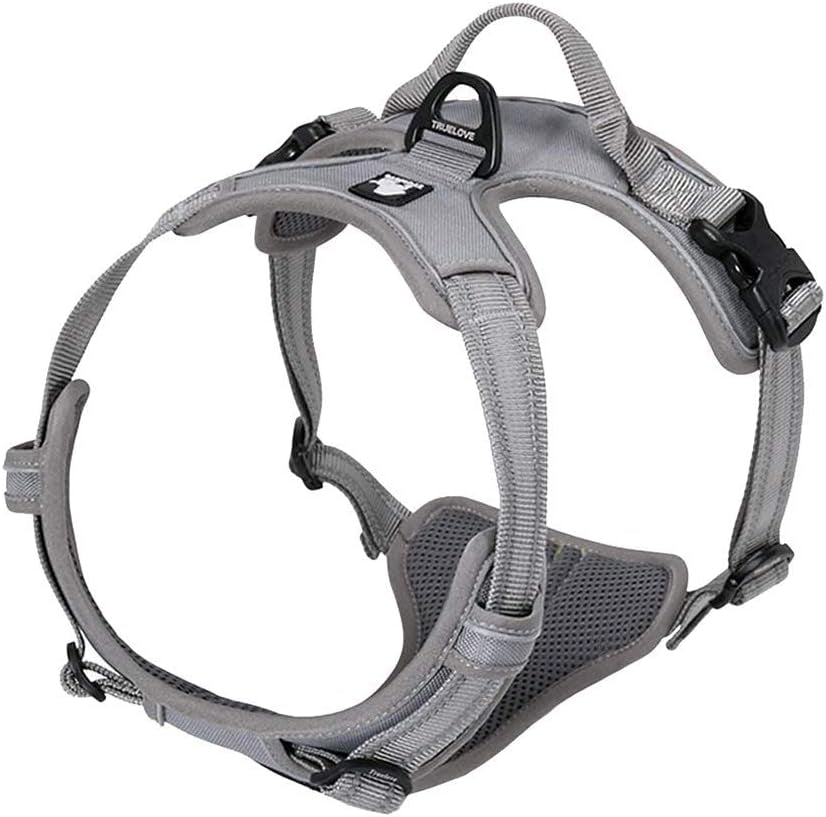 Truelove TLH5651 Adjustable No-Pull Reflective Dog Harness - Comfortable Control in Gray (Large)