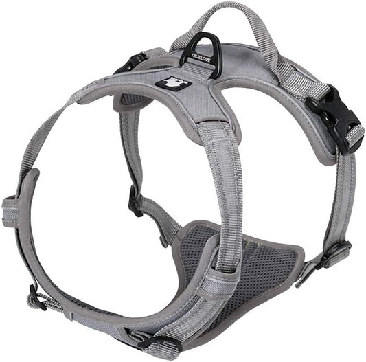 Truelove TLH5651 Adjustable No-Pull Reflective Dog Harness - Comfortable Control in Gray (Large)