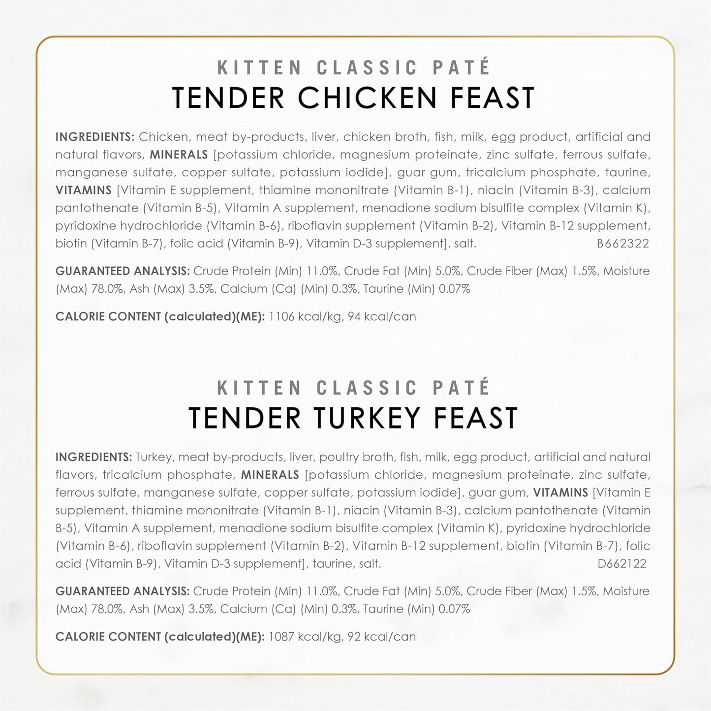 Purina Tender Ocean Whitefish, Turkey, Chicken, and Salmon Wet Kitten Food Variety Pack - 24 Count (3 Oz. Boxes)