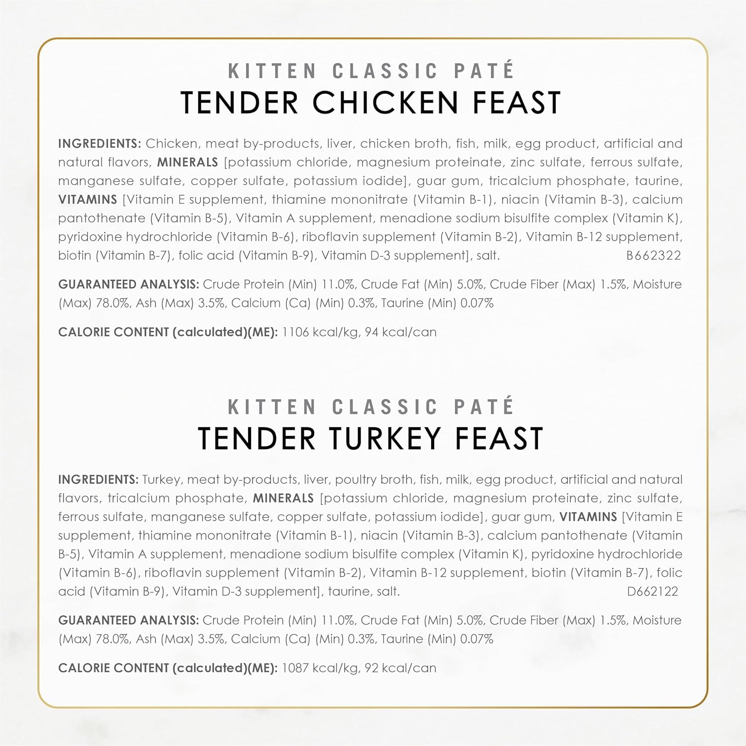 Purina Tender Ocean Whitefish, Turkey, Chicken, and Salmon Wet Kitten Food Variety Pack - 24 Count (3 Oz. Boxes)