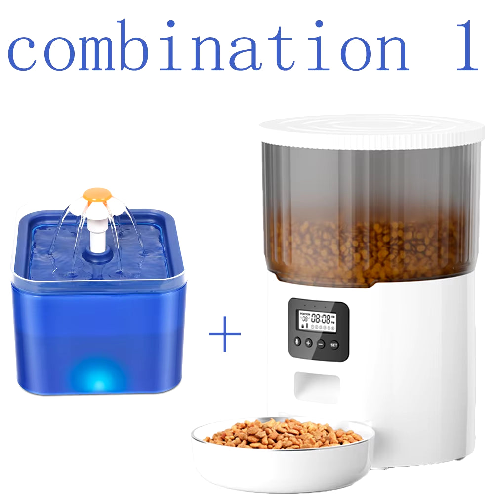 4L Smart Automatic Pet Feeder with Tuya WiFi and 2L Water Fountain for Dogs and Cats