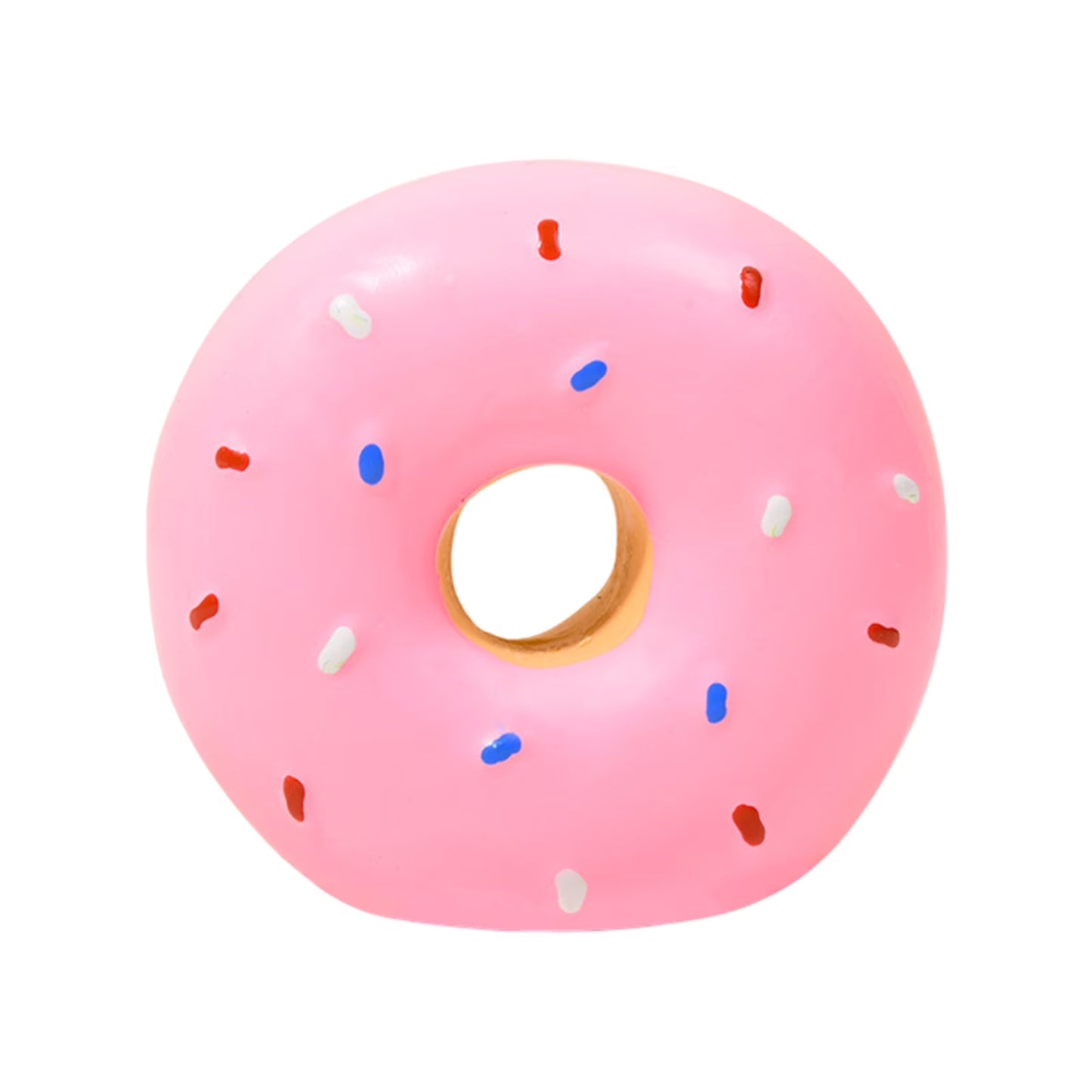 Durable Latex Donut-Shaped Squeaky Chew Toy for Puppies and Aggressive Chewers - Ideal for Small and Large Breeds