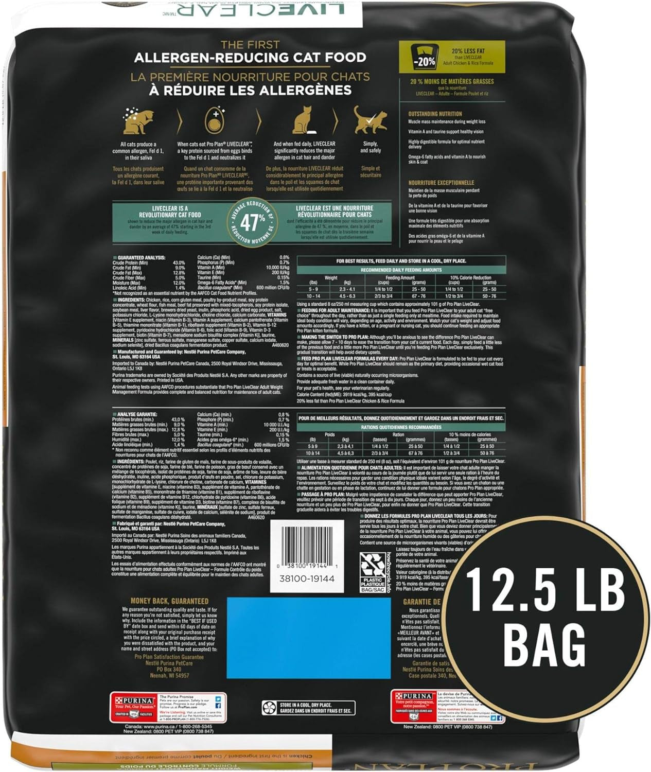 Purina Pro Plan Live Clear Weight Management Cat Food with Chicken and Rice - 12.5 lb Bag