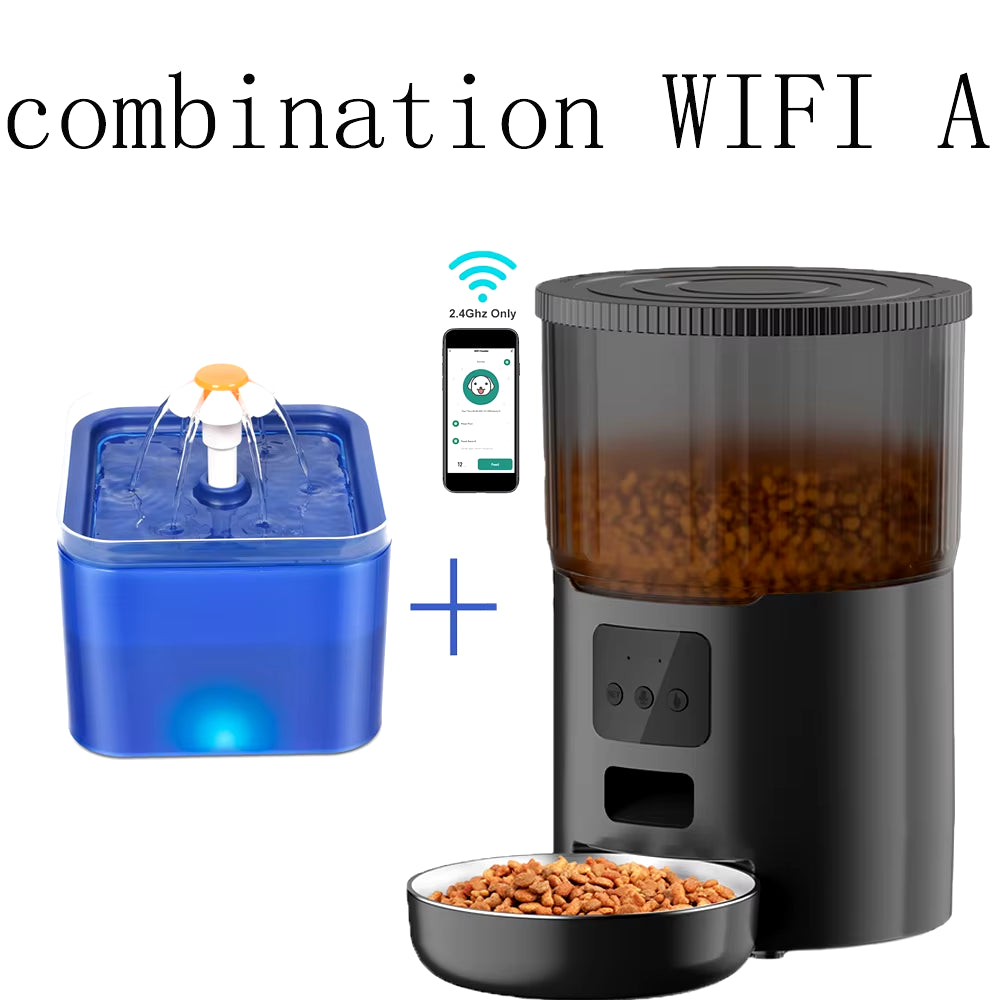 4L Smart Automatic Pet Feeder with Tuya WiFi and 2L Water Fountain for Dogs and Cats