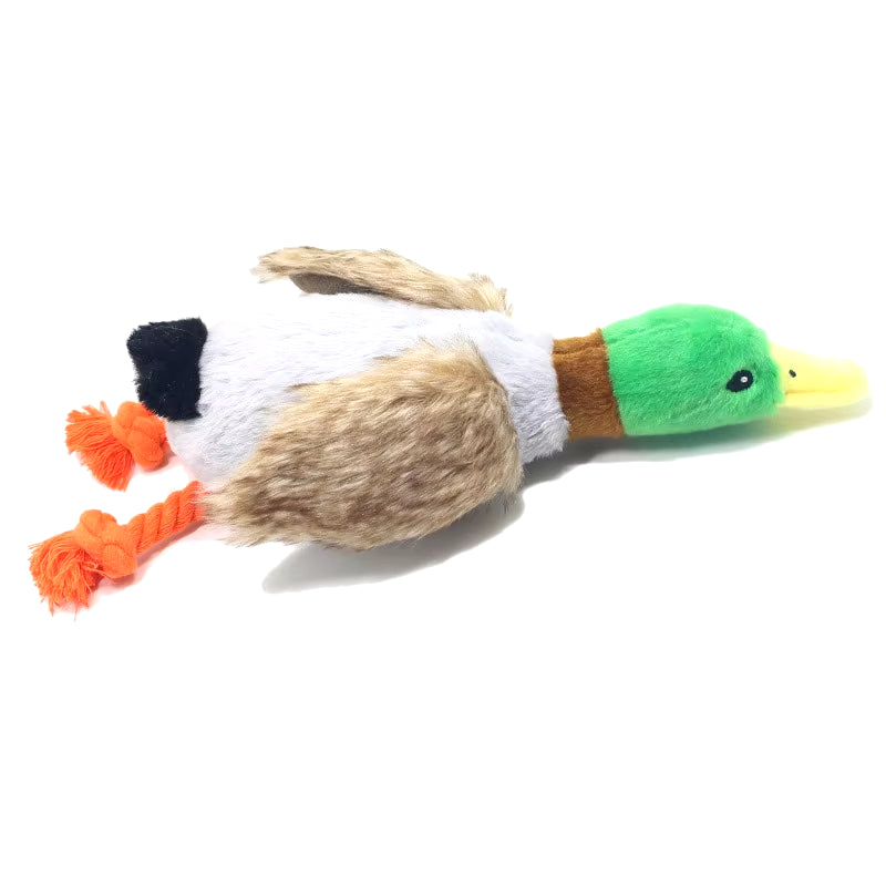 Plush Squeaky Duck Dog Toy with Chew Rope and Dental Cleaning Features