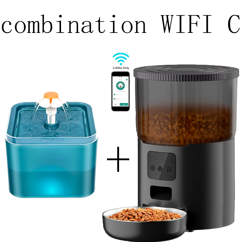 4L Smart Automatic Pet Feeder with Tuya WiFi and 2L Water Fountain for Dogs and Cats