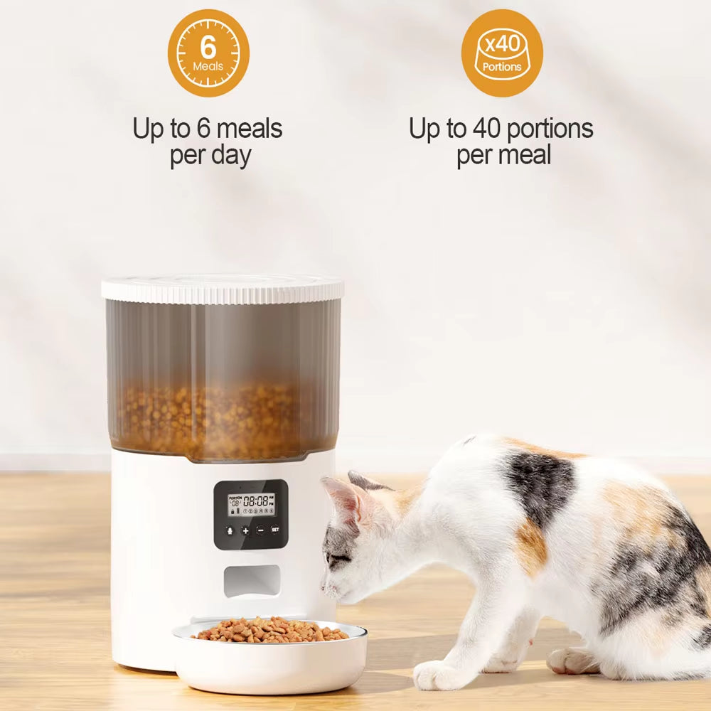 4L Smart Automatic Pet Feeder with Tuya WiFi and 2L Water Fountain for Dogs and Cats