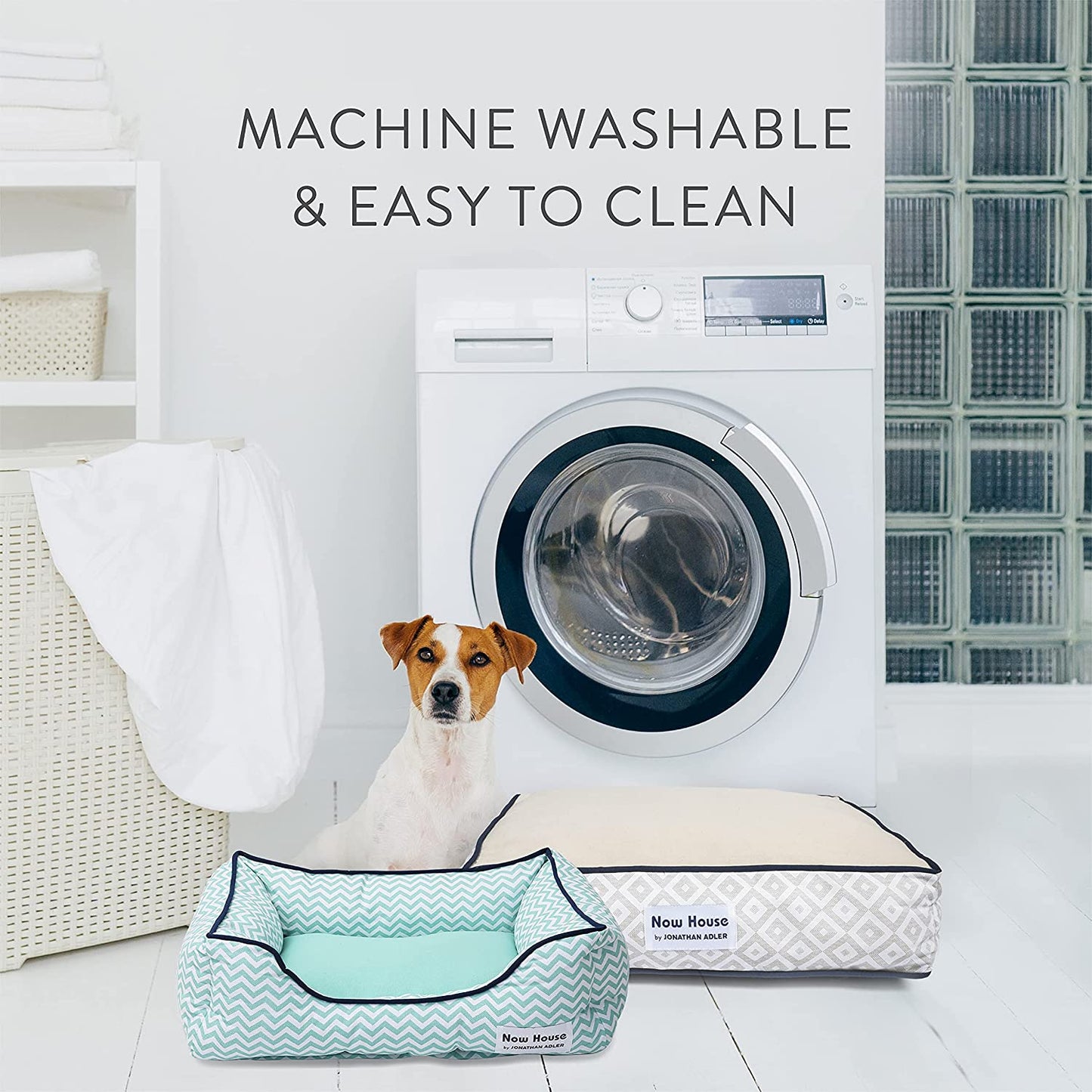 Jonathan Adler Now House for Pets Teal Chevron Cushion Dog Bed, Large: Machine Washable Dog Bed for Large Dogs by Jonathan Adler