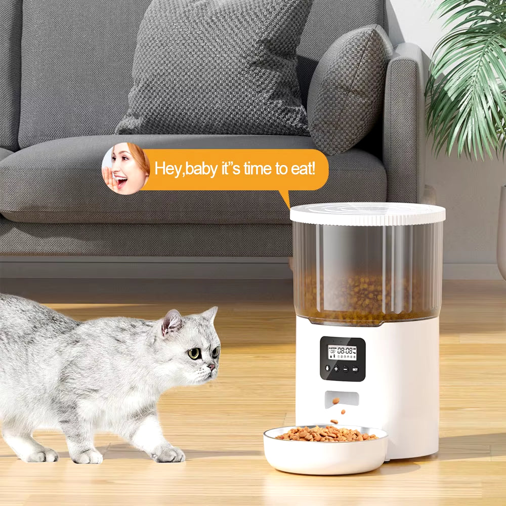 4L Smart Automatic Pet Feeder with Tuya WiFi and 2L Water Fountain for Dogs and Cats