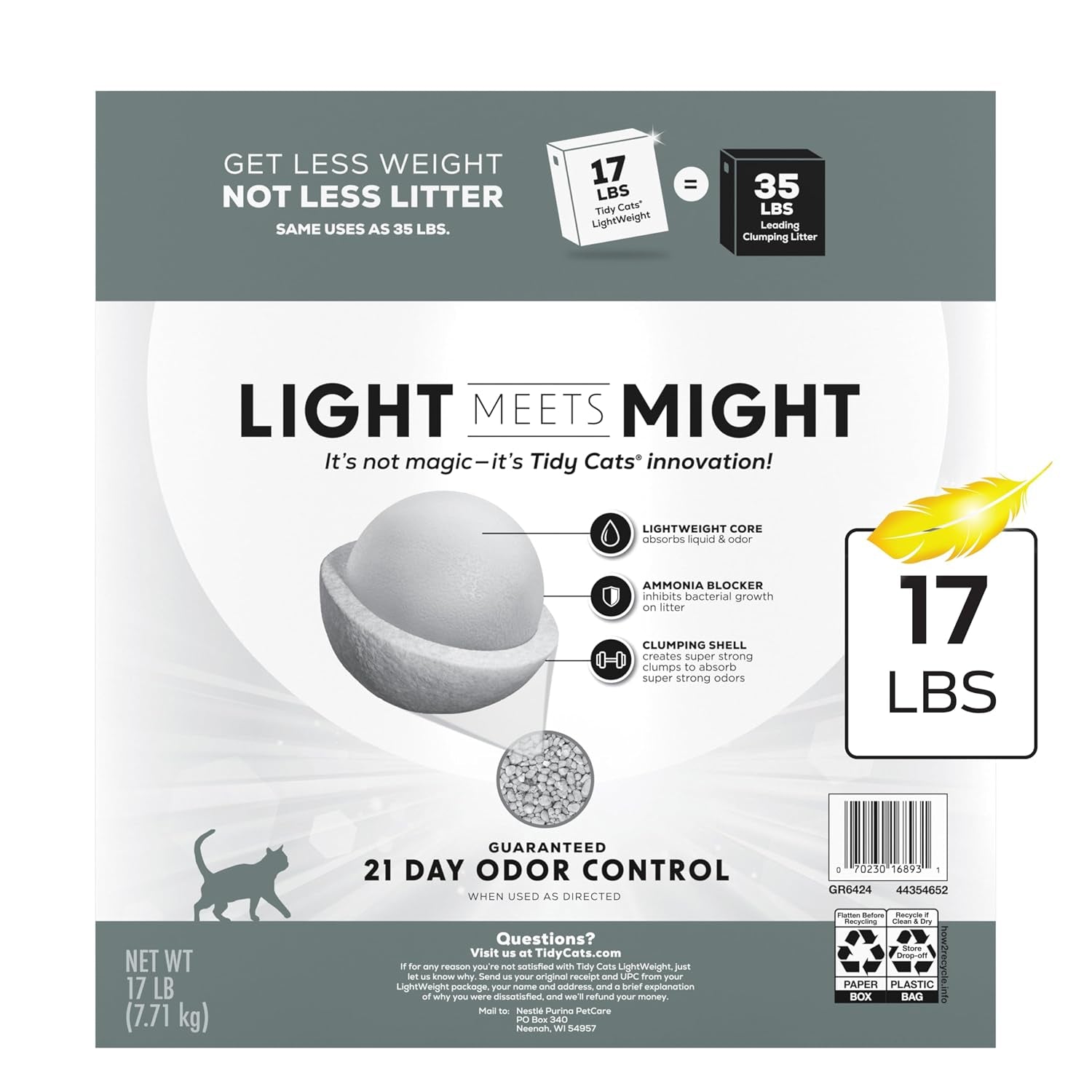 Premium Lightweight 4-in-1 Multi-Cat Clumping Cat Litter with Odor Control - 17 lb Box, 99.9% Dust Free