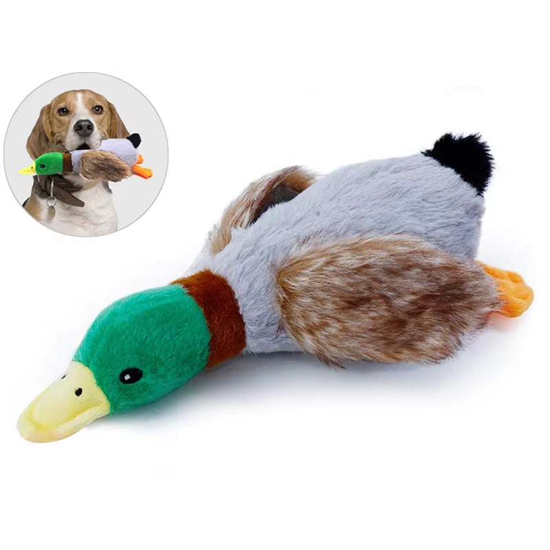 Plush Squeaky Duck Dog Toy with Chew Rope and Dental Cleaning Features