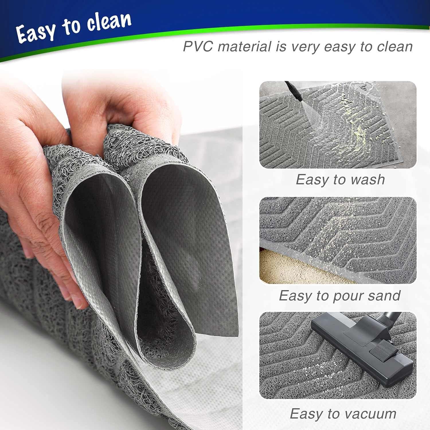 Premium PVC Cat Litter Box Mat, Durable Urine-Resistant Trapping Rug, Phthalate-Free, Grey, 35" x 23