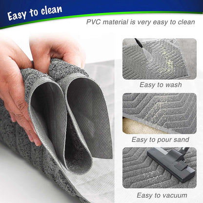 Premium PVC Cat Litter Box Mat, Durable Urine-Resistant Trapping Rug, Phthalate-Free, Grey, 35" x 23
