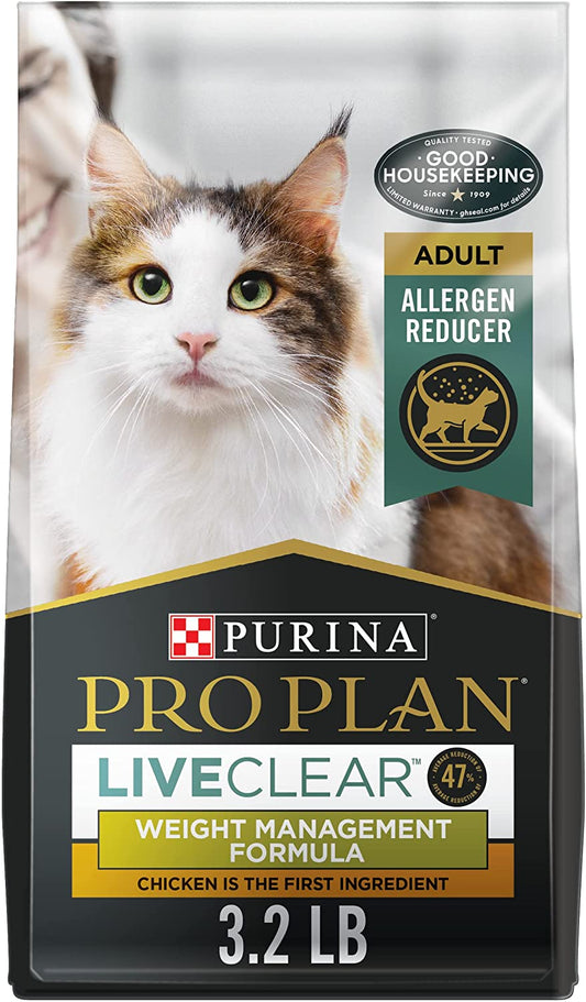 Purina Pro Plan LiveClear Weight Management Cat Food with Chicken and Rice Formula - 3.2 lb Bag