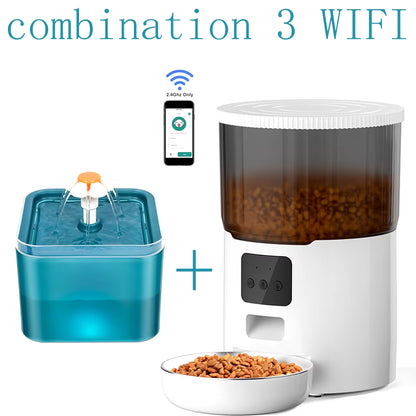 4L Smart Automatic Pet Feeder with Tuya WiFi and 2L Water Fountain for Dogs and Cats