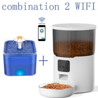 4L Smart Automatic Pet Feeder with Tuya WiFi and 2L Water Fountain for Dogs and Cats