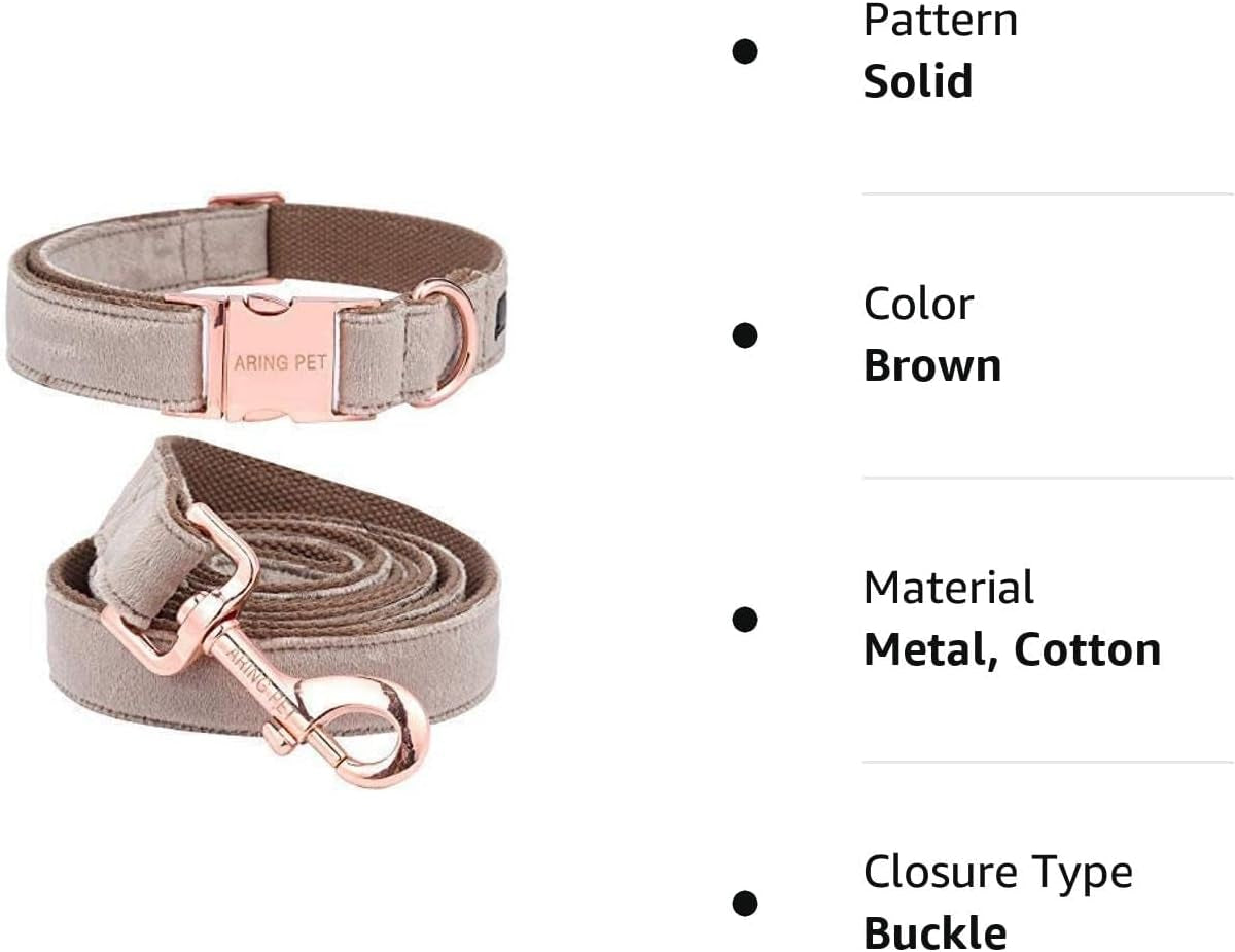 Velvet Dog Collar and Leash Set - Adjustable, Soft, and Comfortable for Dogs