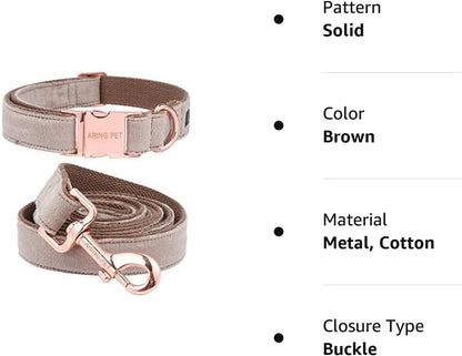 Velvet Dog Collar and Leash Set - Adjustable, Soft, and Comfortable for Dogs