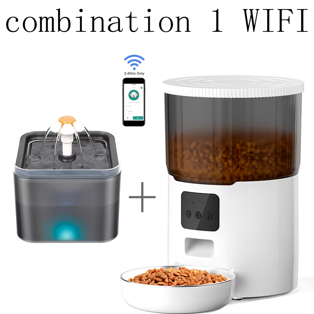 4L Smart Automatic Pet Feeder with Tuya WiFi and 2L Water Fountain for Dogs and Cats