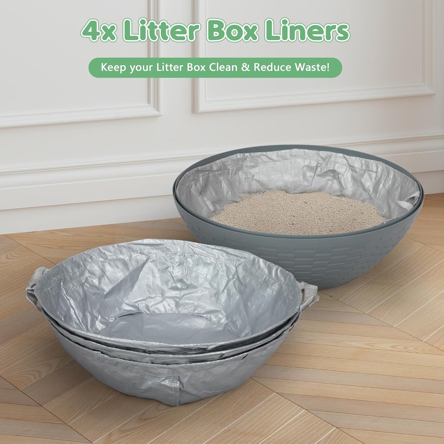 Eggloa6 Large Cat Hidden Litter Box with 4 Liners and Mat - Stylish Enclosure Furniture for Cats and Rabbits