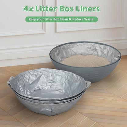 Eggloa6 Large Cat Hidden Litter Box with 4 Liners and Mat - Stylish Enclosure Furniture for Cats and Rabbits