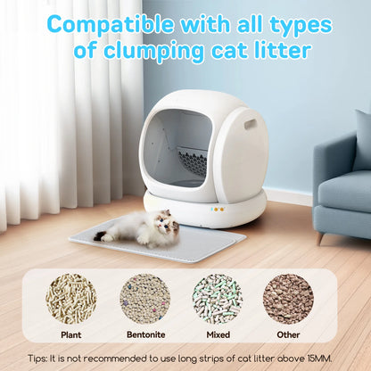75L Smart Automatic Self-Cleaning Cat Litter Box with APP Control and Integrated Safety Features, White
