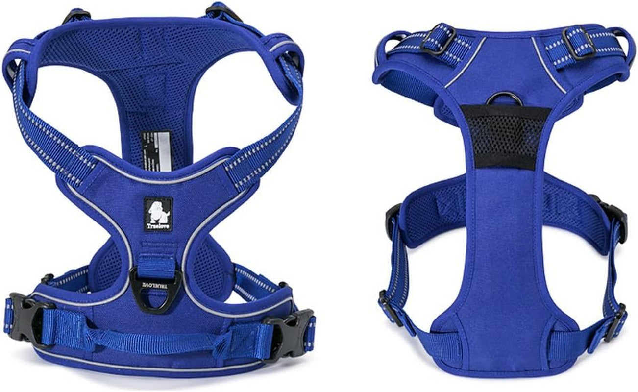 Truelove TLH5651 Adjustable No-Pull Dog Harness - Reflective Vest in Royal Blue, Size L - Comfortable Control with Vibrant Colors