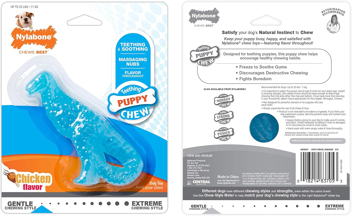 Puppy Starter Kit: 5 Assorted Chew Toys and 1 Natural Treat for Small Dogs (Up to 25 lbs) - Bacon & Chicken Flavor, 6 Pack