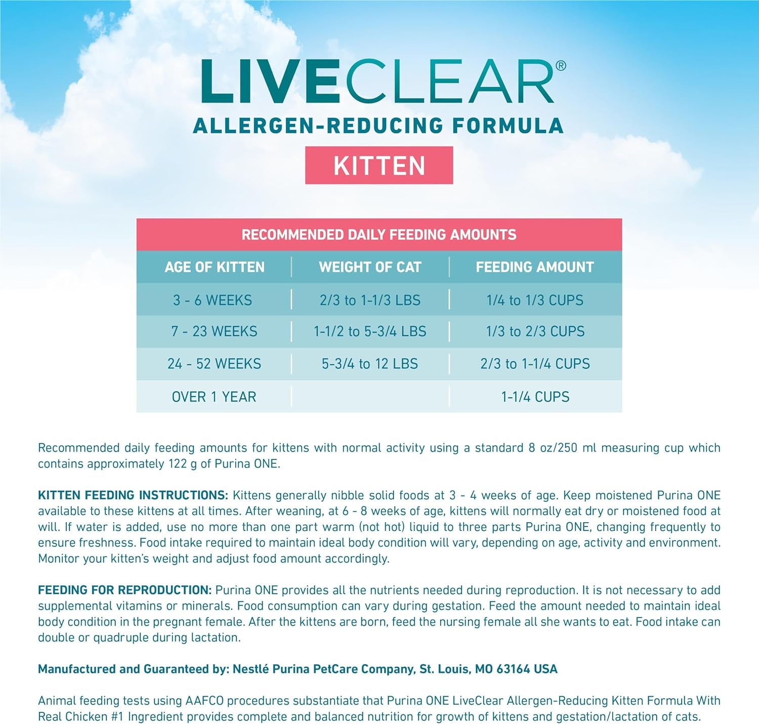 Purina ONE LiveClear Allergen-Reducing Dry Kitten Food with Real Chicken - 2.8 lb Bag