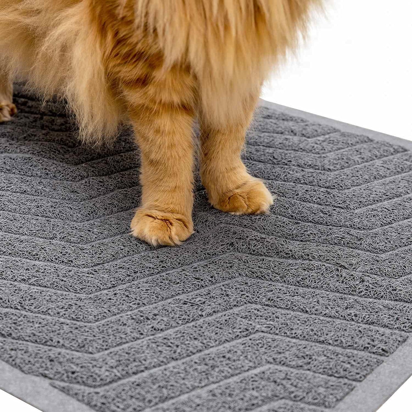 Premium PVC Cat Litter Box Mat, Durable Urine-Resistant Trapping Rug, Phthalate-Free, Grey, 35" x 23