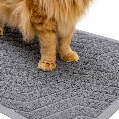 Premium PVC Cat Litter Box Mat, Durable Urine-Resistant Trapping Rug, Phthalate-Free, Grey, 35" x 23