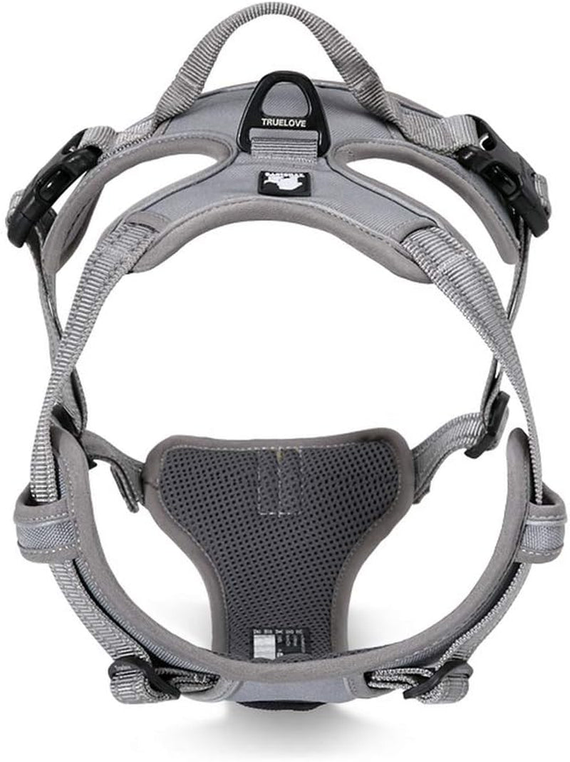 Truelove TLH5651 Adjustable No-Pull Reflective Dog Harness - Comfortable Control in Gray (Large)